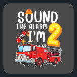 Geluid Het alarm ik ben brandweerman 2. Vierkante Sticker<br><div class="desc">Geluid De Alarm ik ben 2 Brandweermachinevuurder 2e verjaardag Gift Square Sticker Classic Collectie.</div>