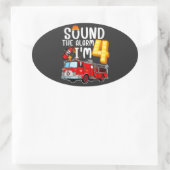 Geluid Het alarm ik ben brandweerman 4. Ovale Sticker (Tas)