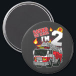 Geluid Het Alarm I'm 2 Firefighter Circle Magneet<br><div class="desc">Geluid Het alarm Ik ben 2 brandweerauto's 2e verjaardag van het ontwerp van Gift Circle Magnet Classic Collectie.</div>