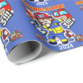 Geluid het alarm IM 3 Dabbing brandweerman Verjaar Cadeaupapier (Rol Hoek)