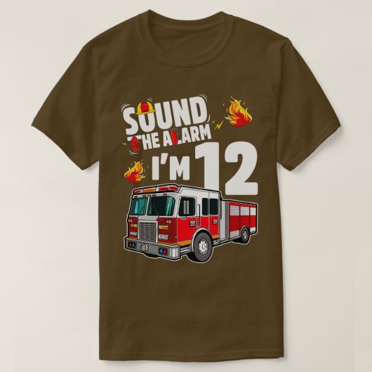 Geluid het alarm Kinder Vuurtruck 12th Birthday pa T-shirt (Design voorkant)