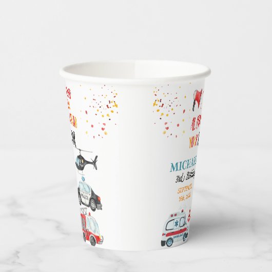 Geluid het alarm & Pak je spullen 3e verjaardag Papieren Bekers (Links)