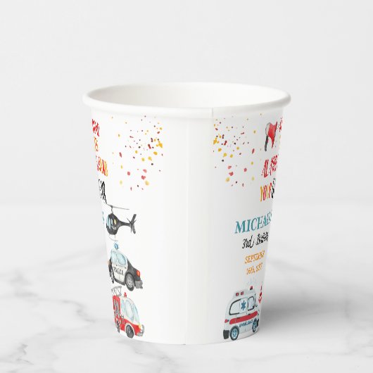 Geluid het alarm & Pak je spullen 3e verjaardag Papieren Bekers (Rechts)