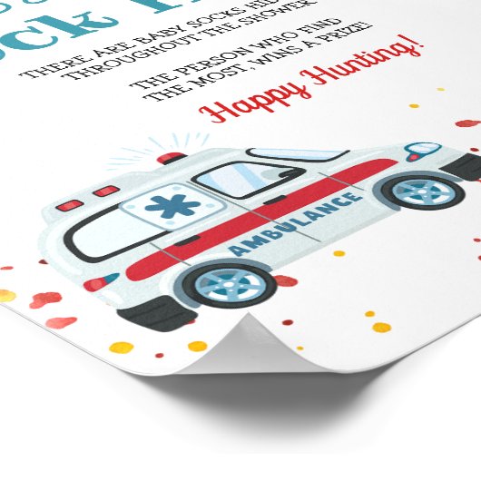 Geluid het alarm & Pak je spullen Baby Sock Hunt Poster (Hoek)