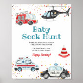 Geluid het alarm & Pak je spullen Baby Sock Hunt Poster (Voorkant)