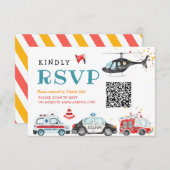 Geluid het alarm Pak je spullen Verjaardag Rsvp Ca Bedankkaart (Voorkant / Achterkant)