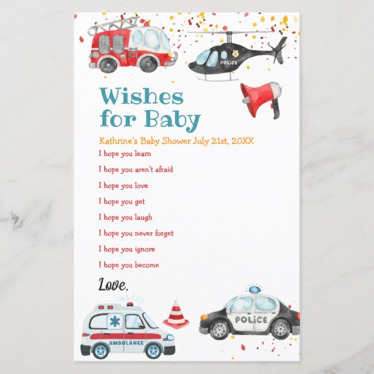 Geluid het alarm Pak je spullen Wensen voor Baby (Voorkant)