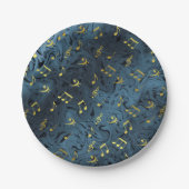 geluid, metaal, muziek, muzikaal, teken, noot, vor papieren bordje (Voorkant)