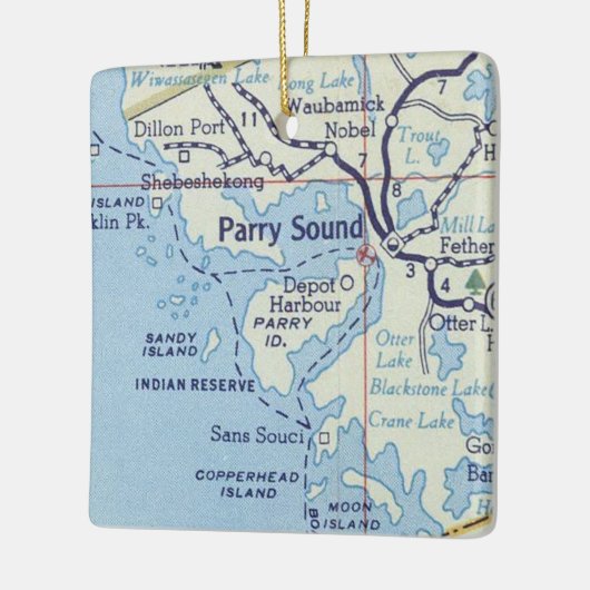 Geluid parry op  kaart keramisch ornament (Links)