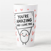 Geluid personage met een lachend gezicht latte mok (Voorkant)