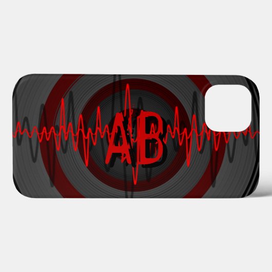 Geluid Rood Donker monogram iPhone hoesje hoesje (Achterkant (horizontaal))