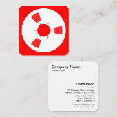 Geluid Tape Spool - Wit op Rood Vierkante Visitekaartje (Voorkant / Achterkant)