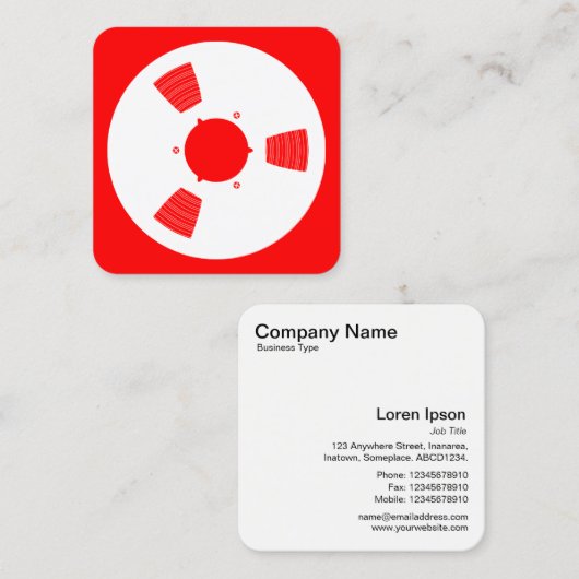 Geluid Tape Spool - Wit op Rood Vierkante Visitekaartje (Voorkant / Achterkant)
