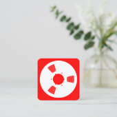 Geluid Tape Spool - Wit op Rood Vierkante Visitekaartje (Staand voorkant)