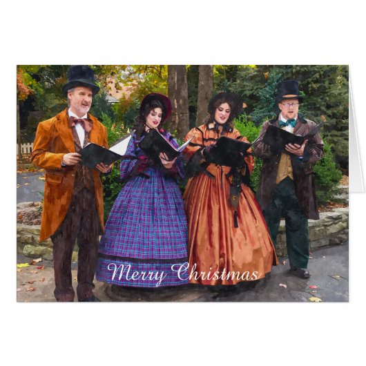 Geluid van Carolers kerstKaart (Voorkant Horizontaal)