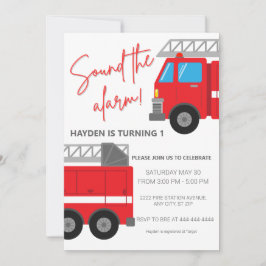Geluid van de Alarm Firetruck Verjaardag Uitnodigi Feestdagenkaart