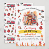 Geluid van de Alarm Firetruck Verjaardag Uitnodigi Kaart (Voorkant / Achterkant)