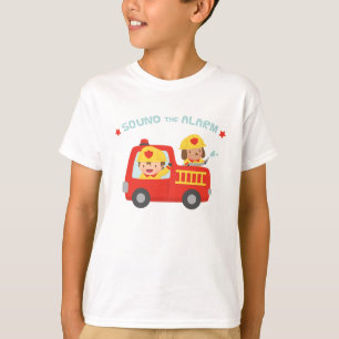 Geluid van de brandweerjongen in Red Fire Truck T-shirt