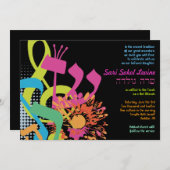 GELUID VAN DE TORAH FLOWER Bat Mitzvah-uitnodiging Kaart (Voorkant / Achterkant)