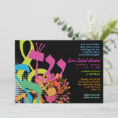 GELUID VAN DE TORAH FLOWER Bat Mitzvah-uitnodiging Kaart (Staand voorkant)