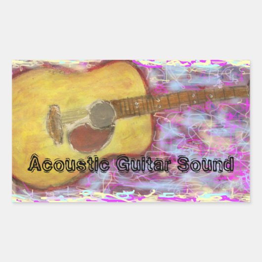 Geluid van het akoestische gitaar rechthoekige sticker (Voorkant)