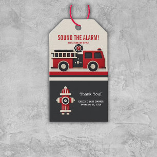 Geluid van het Alarm Minimalist Brandweerman Baby  Cadeaulabel