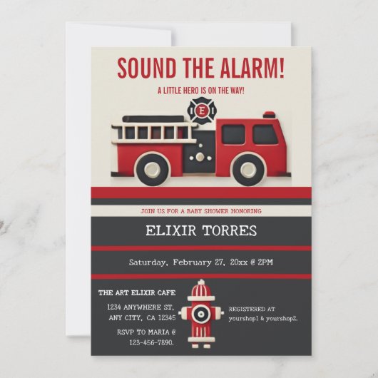 Geluid van het Alarm Minimalist Brandweerman Baby  Kaart (Voorkant)