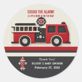 Geluid van het Alarm Minimalist Brandweerman Baby  Ronde Sticker (Voorkant)