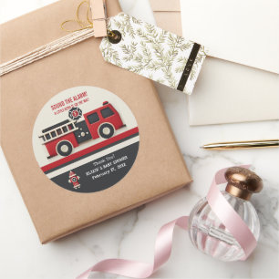 Geluid van het Alarm Minimalist Brandweerman Baby  Ronde Sticker