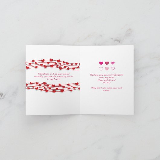 Geluid van muziek naar mijn hart Valentijnsdag Kaa Feestdagen Kaart (Binnen)