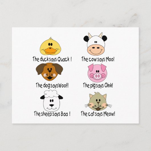 Geluiden van boerderijdieren briefkaart (Voorkant)