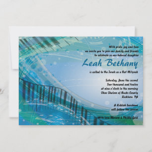 GELUIDEN VAN DE PIANO Bat Bar Mitzvah Uitnodiging