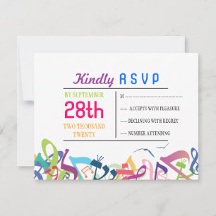 GELUIDEN VAN DE TORAH Bat Bar Mitzvah Reply Card RSVP Kaartje