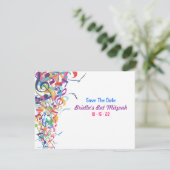 GELUIDEN VAN DE TORAH Bat Bar Mitzvah sparen de Da Save The Date (Staand voorkant)