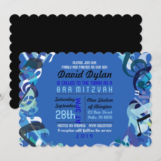 GELUIDEN VAN DE TORAH Bat Bar Mitzvah-uitnodiging Kaart (Voorkant / Achterkant)