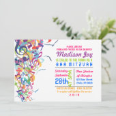 GELUIDEN VAN DE TORAH Bat Bar Mitzvah-uitnodiging Kaart (Staand voorkant)