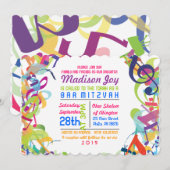 GELUIDEN VAN DE TORAH Bat Bar Mitzvah-uitnodiging Kaart (Voorkant / Achterkant)