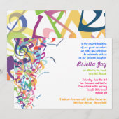 GELUIDEN VAN DE TORAH Bat Bar Mitzvah-uitnodiging Kaart (Voorkant / Achterkant)