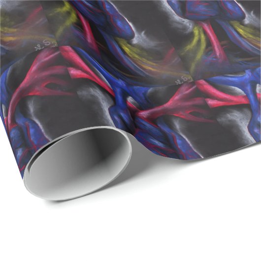 Geluiden van een blauw hart anatomische menselijke cadeaupapier (Rol Hoek)