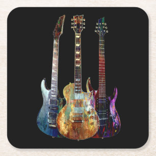 Geluiden van muziek. Kleurstofgitaar Kartonnen Onderzetters