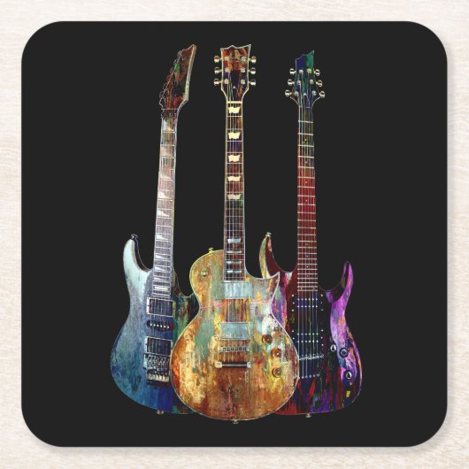 Geluiden van muziek. Kleurstofgitaar Kartonnen Onderzetters (Voorkant)