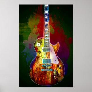 Geluiden van muziek. Kleurstofgitaar Poster