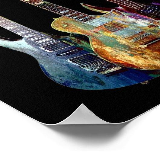 Geluiden van muziek. Kleurstofgitaar Poster (Hoek)