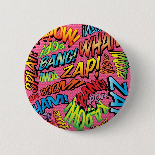 Geluidseffecten van Comic Book Pop Art Ronde Button 5,7 Cm (Voorkant)