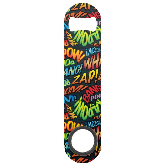 Geluidseffecten van Comic Book Pop Art Speed Flessenopener (Achterkant)