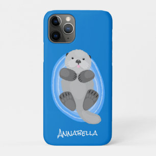 Geluidsgeluk zee otter blauwe cartoon illustratie Case-Mate iPhone case