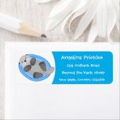 Geluidsgeluk zee otter blauwe cartoon illustratie etiket (Insitu)