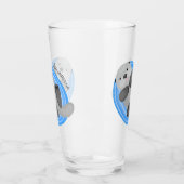 Geluidsgeluk zee otter blauwe cartoon illustratie glas (Links)