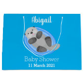 Geluidsgeluk zee otter blauwe cartoon illustratie groot cadeauzakje (Voorkant)