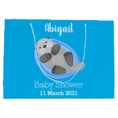 Geluidsgeluk zee otter blauwe cartoon illustratie groot cadeauzakje (Achterkant)